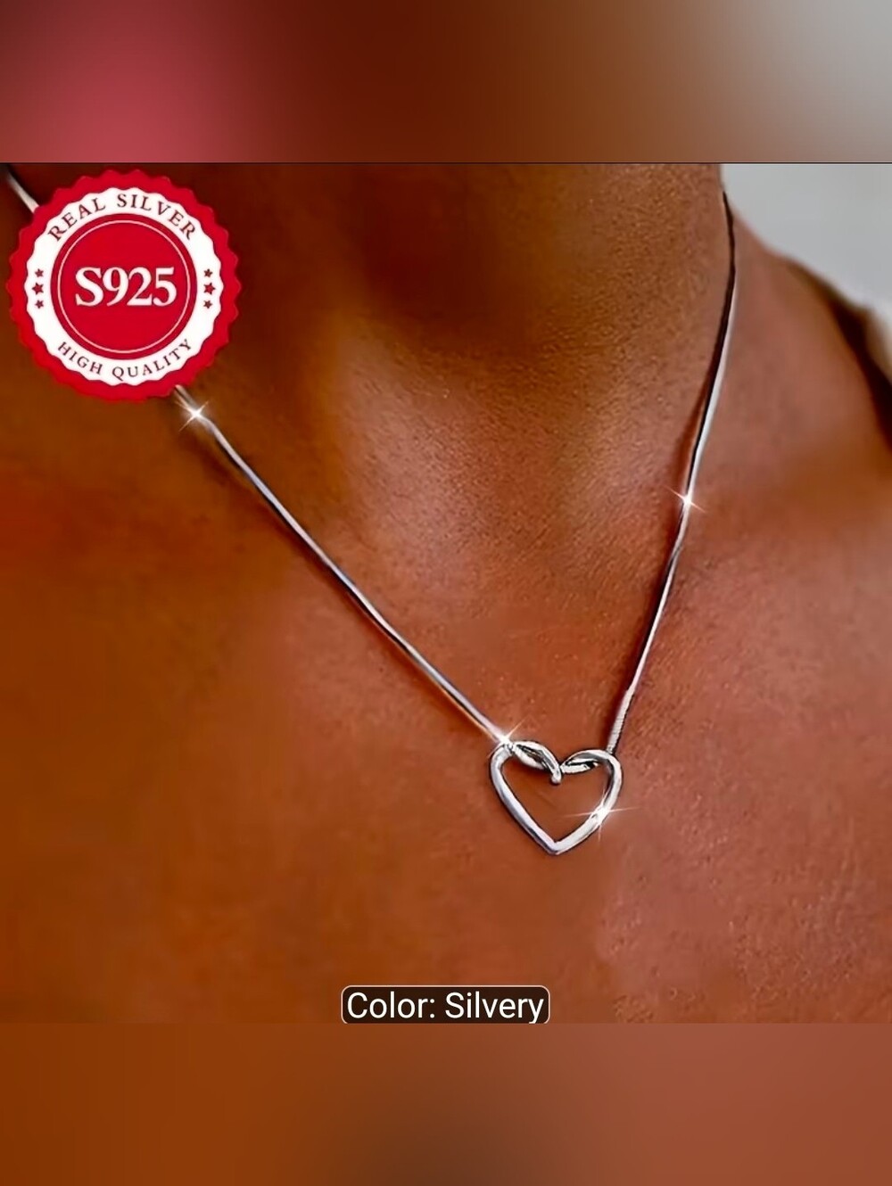 925 Sterling Silver Heart Pendant Necklace